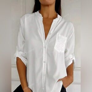 White Button-Up Women's Top